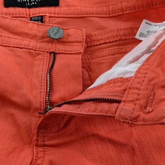 Nine West Missy Capris 8/29 Orange/Coral 2 Back Pocket Sparkle Embellishments - Picture 8 of 16